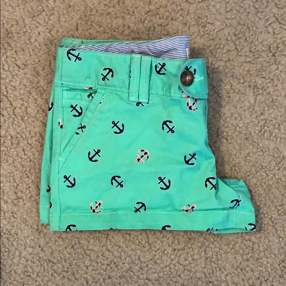 Worn Once! Green Anchor Print Shorts